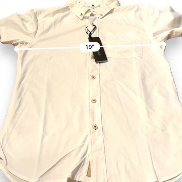 Nifty Genius White Short Sleeve Collared Button Down Shirt Sz XS NEW - Picture 7 of 8